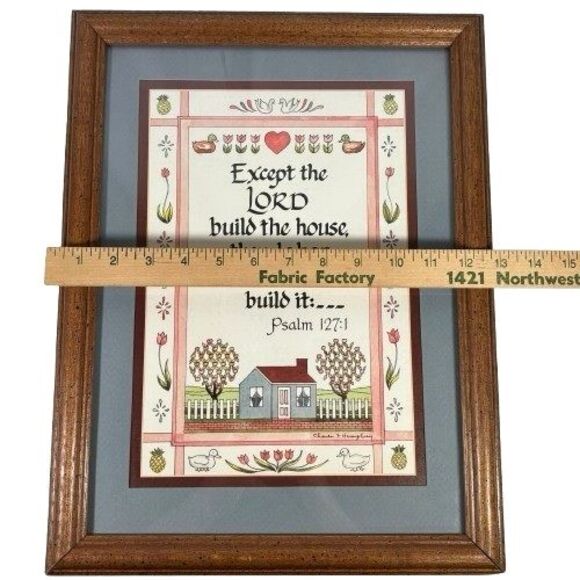 Home Interiors Charles Humphrey Signed Framed Print Psalm 127:1 Scripture Verse - Picture 9 of 10